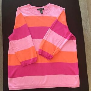 Ralph Lauren Pink and Orange Striped Sweater